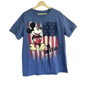 Disney Men's Women's Mickey Mouse T-Shirt Size L All American Patriotic 4th July